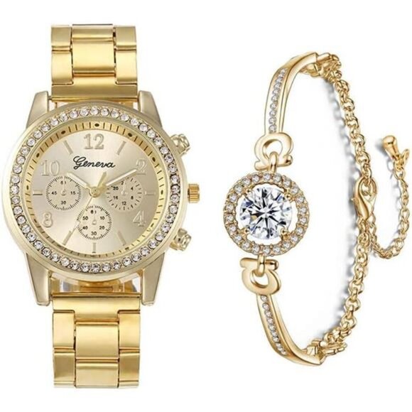 Luxury Women's Watch and Bracelet Sets – Elegant Timepiece with Crystal Accent - Picture 2 of 7